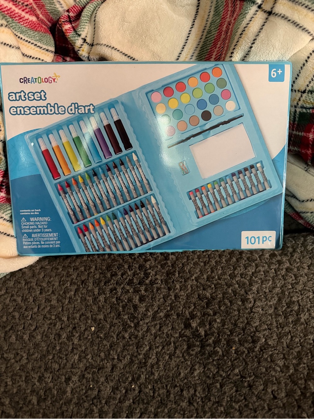 101-Piece Kids Art Set - Light Blue Portable Painting & Drawing Kit